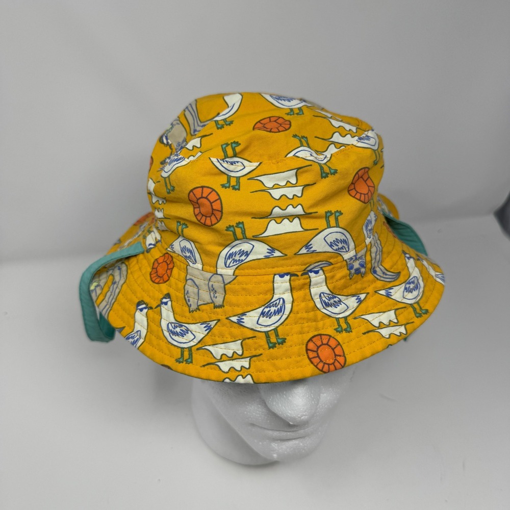 Patagonia Kids Bucket Sun Hat Yellow Bird Squirrel Animal Print Strap